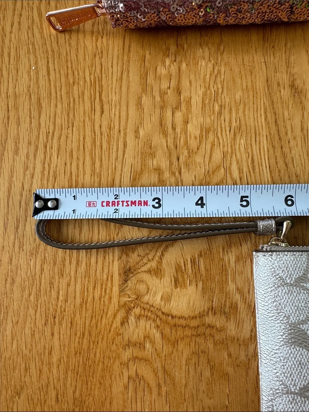 Coach Metallic Signature Corner Zip Wristlet in Pearlized Canvas Gold Accents